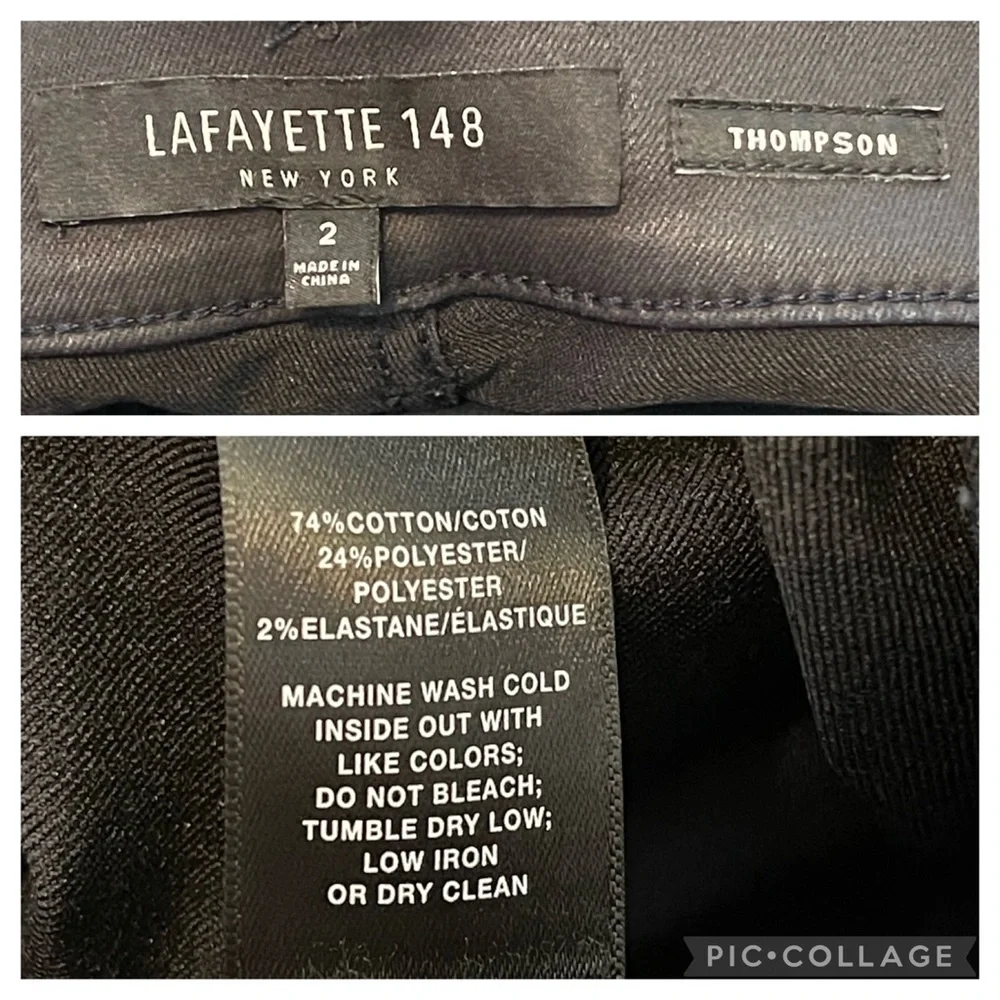 🔥 SALE LAFAYETTE 148 New York Thompson Italian Primo Denim Jeans in Coated Blac…